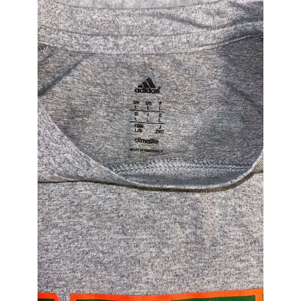 adidas Tee Shirt Mens Large Gray Climaire Speed Rich Short Sleeve State Champion